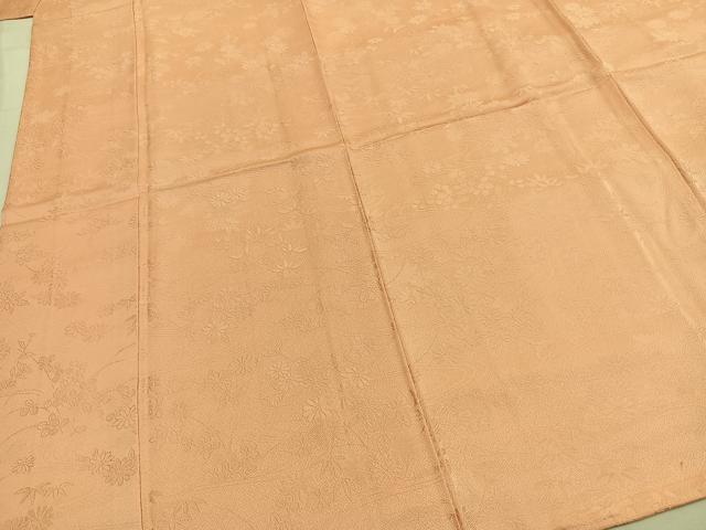 平和屋着物●上質な色無地 草花地紋 一斤染色 正絹 逸品 未使用 AABG4457fy