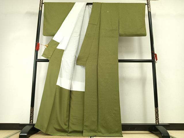 平和屋着物●無地絵羽訪問着 中国三大刺繍 汕頭刺繍 スワトウ刺繍 総刺繍 片輪車花地紋 青丹色 正絹 逸品 AABG4461fy