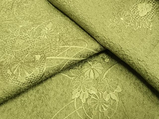 平和屋着物●無地絵羽訪問着 中国三大刺繍 汕頭刺繍 スワトウ刺繍 総刺繍 片輪車花地紋 青丹色 正絹 逸品 AABG4461fy
