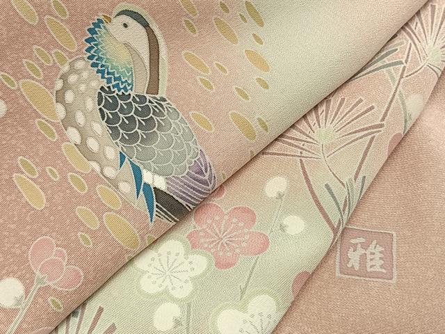 平和屋着物●訪問着 友禅 作家物 花鳥文 暈し染め 正絹 逸品 AABG4462fy