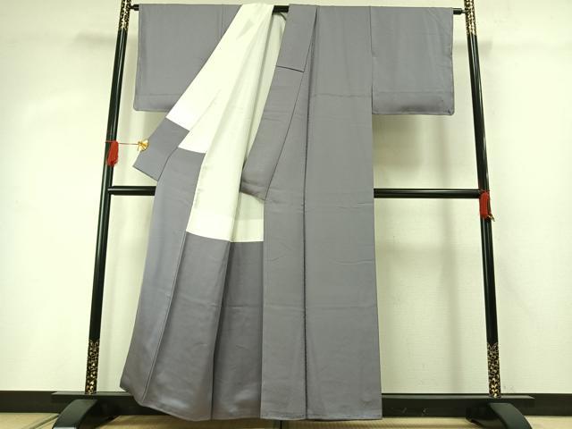 平和屋着物●本草木染作家 圓啓 色無地 作家物 源氏香地紋 薄色 正絹 逸品 未使用 AABG4463fy