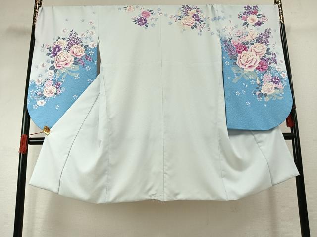 平和屋着物●小振袖 二尺袖 草花文 暈し染め 金彩 洗える着物 AABG4466fy