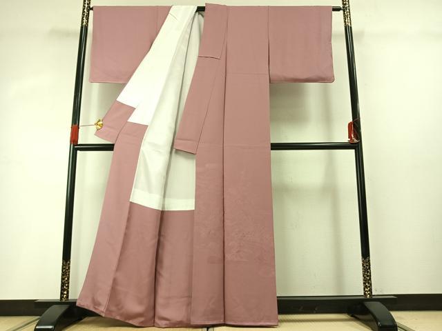 平和屋着物●無地絵羽訪問着 流水風景花地紋 石竹色 正絹 逸品 未使用 AABG4473fy