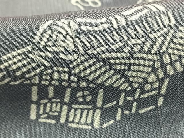 平和屋着物●訪問着 紬地 型染め 風景花文 正絹 逸品 AABG4481fy