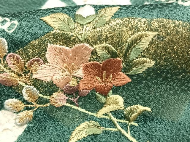平和屋着物●訪問着 絞り 刺繍 地紙花蝶文 金糸 金彩 正絹 逸品 AABG4489fy