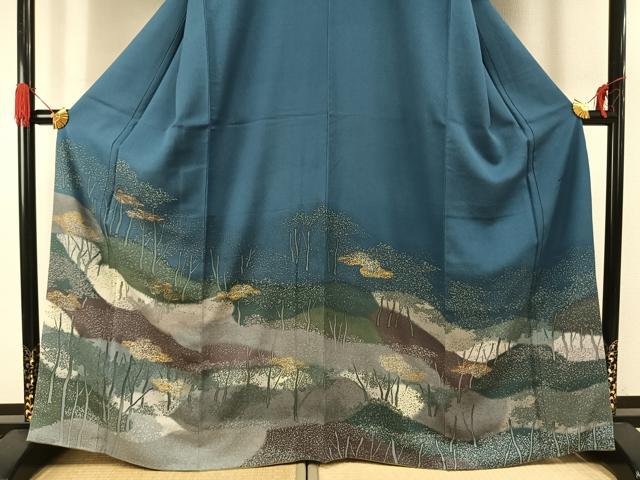平和屋着物●染色の魔術師 染乃座・大久保玄才 そめのざ玄才 訪問着 風景樹林文 暈し染め 金銀彩 正絹 逸品 AABG4490fy