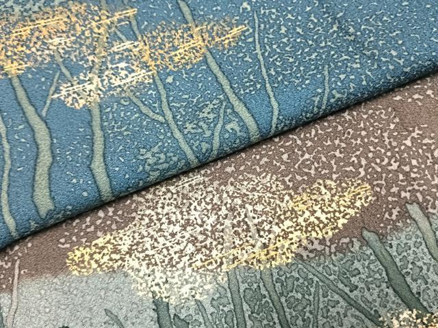 平和屋着物●染色の魔術師 染乃座・大久保玄才 そめのざ玄才 訪問着 風景樹林文 暈し染め 金銀彩 正絹 逸品 AABG4490fy