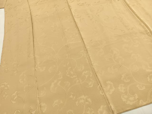 平和屋着物●上質な色無地 花唐草地紋 飴色 正絹 逸品 AABG4491fy
