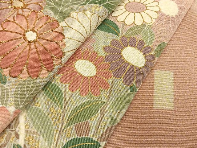 平和屋着物●訪問着 友禅 駒刺繍 道長花文 金彩 正絹 逸品 AABG4492fy