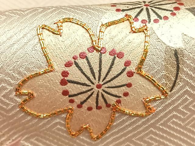 平和屋着物●訪問着 駒刺繍 佐賀錦 舞桜文 暈し染め 金彩 正絹 逸品 AABG4493fy