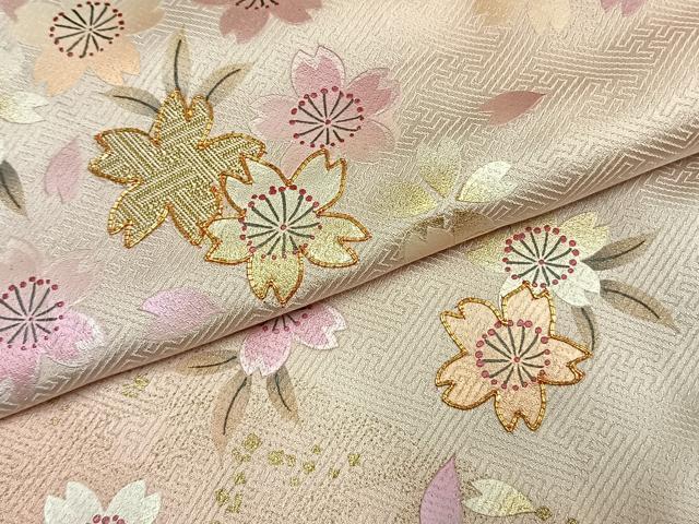 平和屋着物●訪問着 駒刺繍 佐賀錦 舞桜文 暈し染め 金彩 正絹 逸品 AABG4493fy
