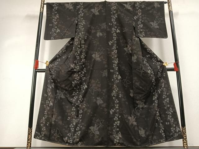 平和屋着物●結城紬 80亀甲 舞蝶枝葉間道 正絹 逸品 未使用 AABG4494fy
