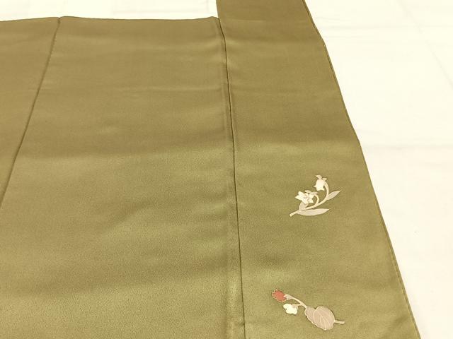 平和屋着物●訪問着 駒刺繍 草花文 金彩 正絹 逸品 AABG4504fy