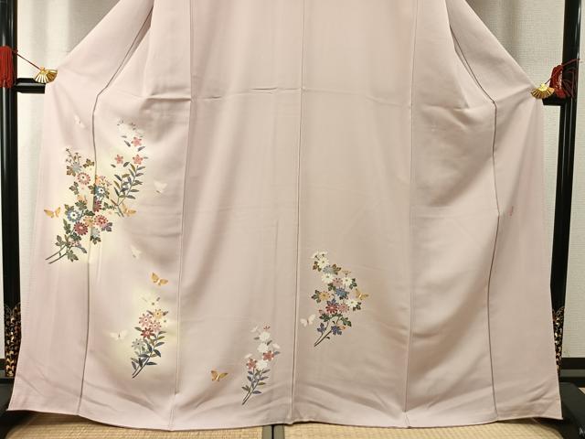 平和屋着物●本加賀友禅作家 金丸充夫 訪問着 花蝶文 暈し染め 正絹 逸品 AABG4505fy