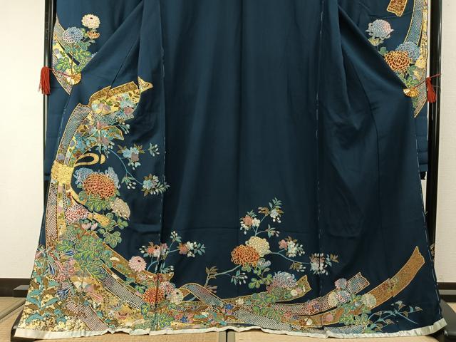 平和屋着物●豪華振袖 駒刺繍 束ね熨斗花文 金彩 上代43万5千円 仮絵羽 逸品 未使用 AABJ3140ck