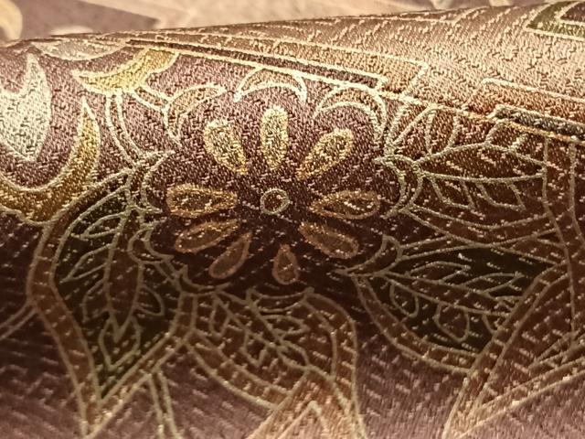 平和屋着物●染色作家 斉藤三才 小紋 切嵌花鳥文 金彩 正絹 逸品 AABG4511fy
