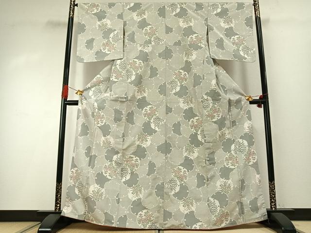 平和屋着物●本場大島紬 白大島 一元絣 雪輪花文 正絹 逸品 未使用 AABG4513fy
