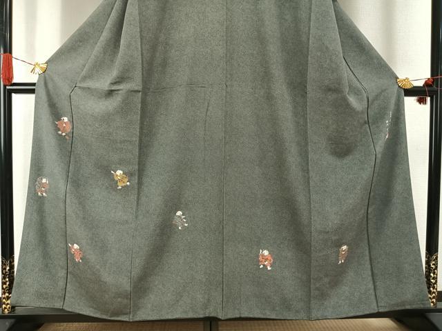 平和屋着物●小紋師 黒岩秀硯 初代 更勝 訪問着 江戸小紋 人物文 正絹 逸品 AABG4514fy