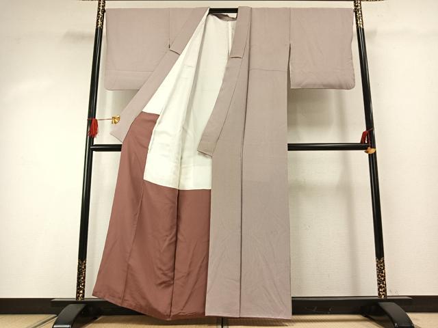 平和屋着物●伝統工芸師 服部光擴 江戸小紋 万筋 紫色×白色 正絹 逸品 AABG4516fy