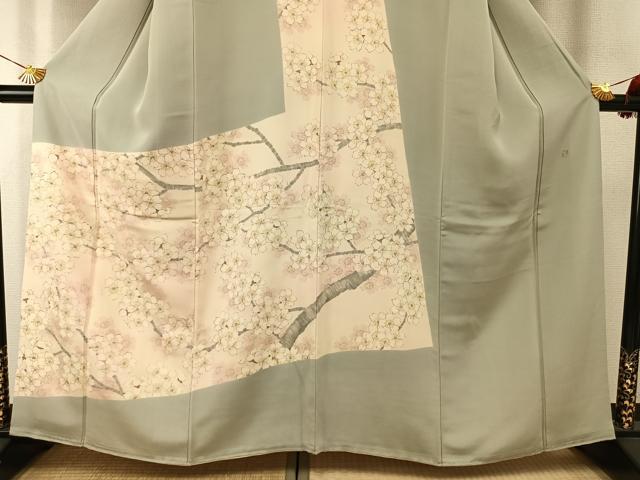 平和屋着物●訪問着 作家物 手描き 枝桜文 暈し染め 正絹 逸品 AABG4519fy