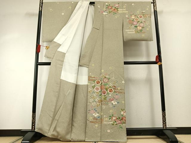 平和屋着物●京友禅の第一人者 松井青々 訪問着 草花文 金彩 正絹 逸品 AABG4531fy