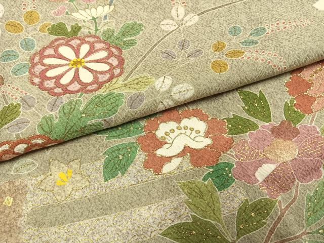 平和屋着物●京友禅の第一人者 松井青々 訪問着 草花文 金彩 正絹 逸品 AABG4531fy