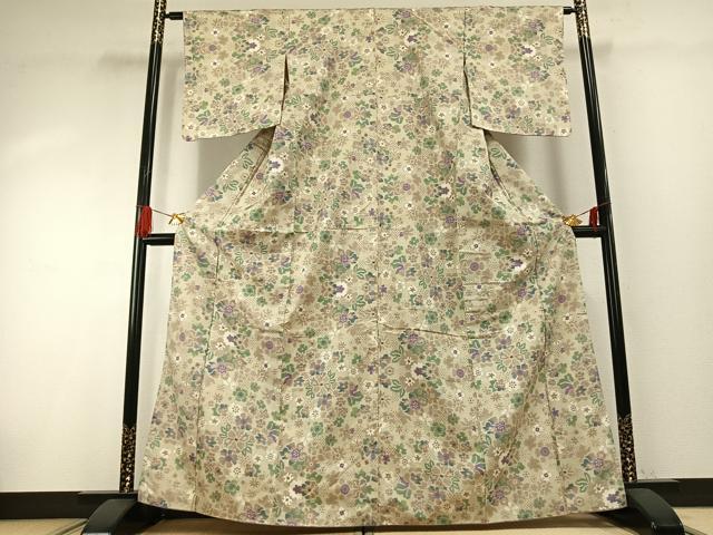 平和屋着物●本場大島紬 一元7マルキ 総絣 草花文 正絹 逸品 未使用 AABG4539fy