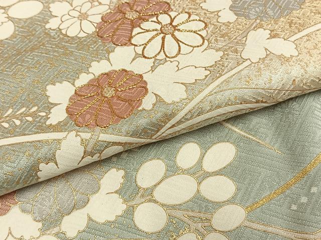 平和屋着物●訪問着 駒刺繍 草花文 暈し染め 金彩 正絹 逸品 AABG4548fy