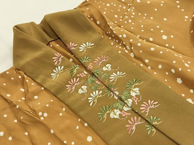 平和屋着物●長襦袢 単衣 舞花文 半衿刺繍 正絹 逸品 AABG4560fy