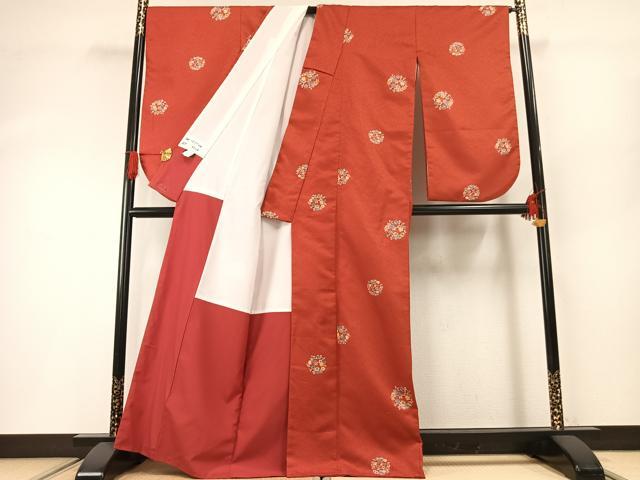 平和屋着物●小振袖 二尺袖 草花文 洗える着物 AABG4568fy