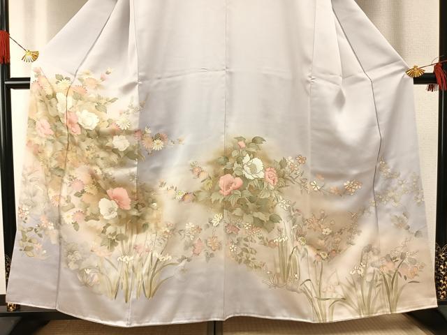 平和屋着物●訪問着 刺繍 草花文 暈し染め 金彩 正絹 逸品 AABG4569fy