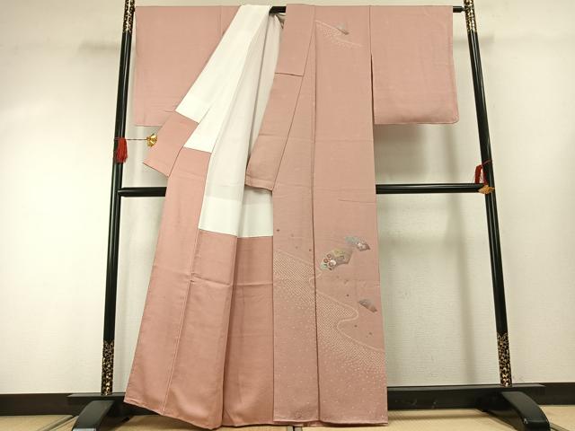 平和屋着物●訪問着 絞り 地紙花文 金銀彩 正絹 逸品 未使用 AABG4578fy