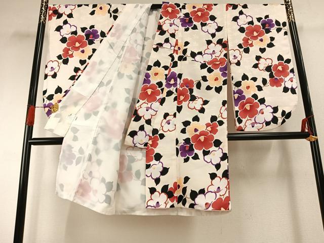 平和屋着物●小振袖 二尺袖 枝花文 洗える着物 AABG4580fy