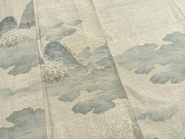 平和屋着物●本場大島紬 白大島 カタス7マルキ 総絣 風景文 正絹 逸品 AABG4582fy