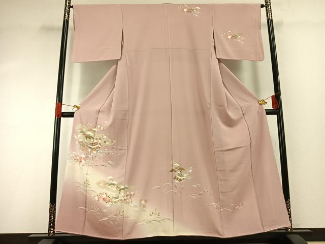 平和屋着物●訪問着 友禅 風景花文 暈し染め 正絹 逸品 AABG4583fy