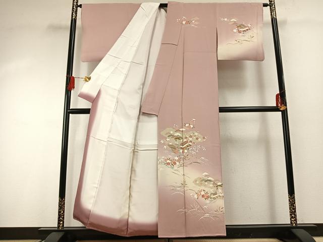 平和屋着物●訪問着 友禅 風景花文 暈し染め 正絹 逸品 AABG4583fy