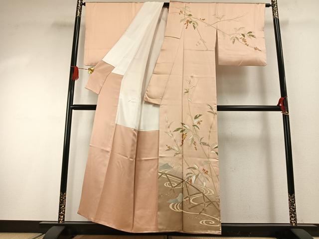 平和屋着物●訪問着 作家物 佐賀錦 駒刺繍 南天文 暈し染め 金彩 正絹 逸品 AABG4586fy