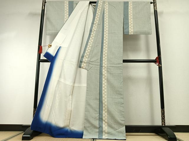 平和屋着物●結城紬 80亀甲 間道 正絹 逸品 AABG4587fy