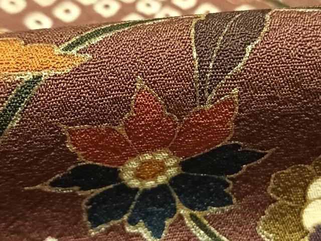 平和屋着物●訪問着 花唐草文 金彩 正絹 逸品 AABG4588fy
