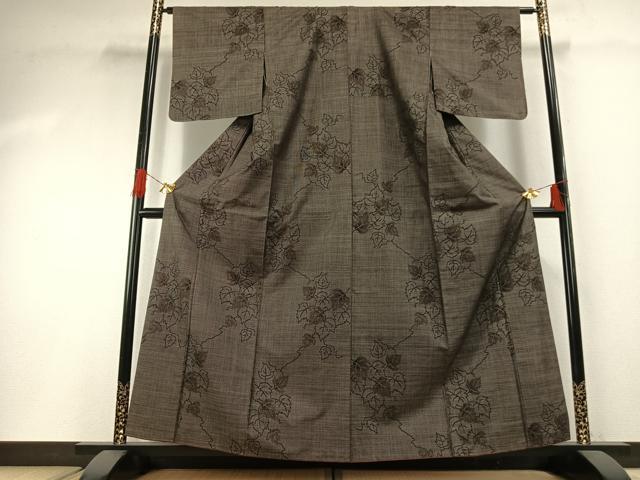 平和屋着物●本場大島紬 カタス9マルキ 蔦の葉文 正絹 逸品 AABG4592fy