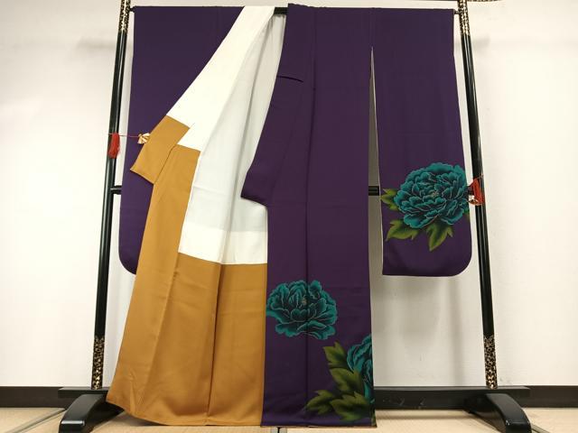 平和屋着物●豪華振袖 草花文 暈し染め 金彩 正絹 逸品 AABG4593fy