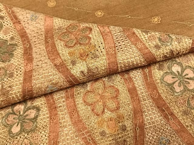 平和屋着物●訪問着 中国三大刺繍 汕頭刺繍 スワトウ刺繍 総刺繍 紬地 立涌花文 正絹 逸品 AABG4603fy