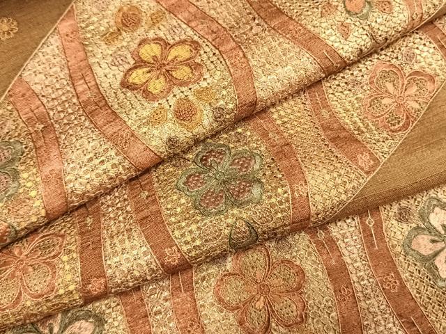 平和屋着物●訪問着 中国三大刺繍 汕頭刺繍 スワトウ刺繍 総刺繍 紬地 立涌花文 正絹 逸品 AABG4603fy