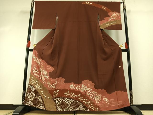 平和屋着物●十日町 名門 滝泰謹製 訪問着 草花文 金彩 正絹 逸品 AABG4609fy