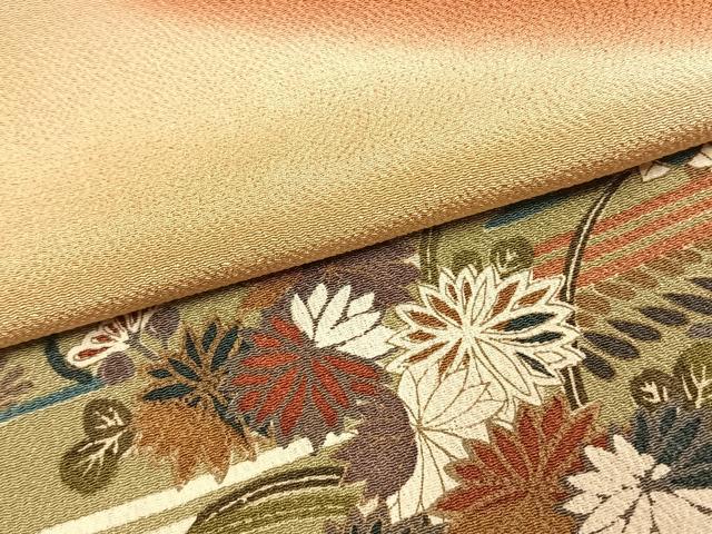 平和屋着物●訪問着 草花文 鬼しぼ縮緬 ますいわ屋扱い 正絹 逸品 AABG4610fy