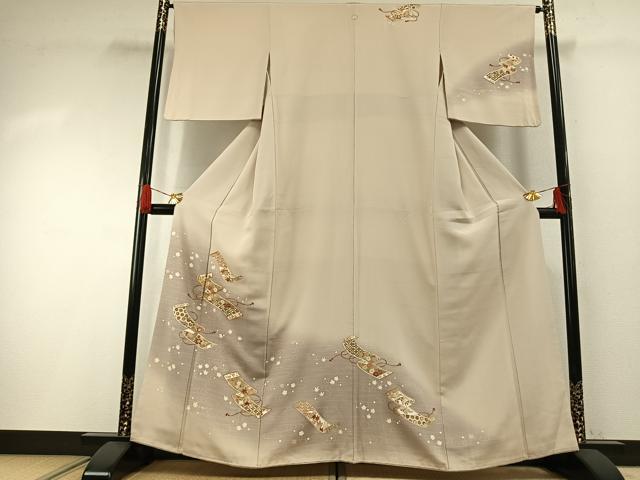 平和屋着物●訪問着 駒刺繍 巻物 暈し染め 金彩 正絹 逸品 AABG4611fy