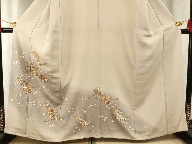 平和屋着物●訪問着 駒刺繍 巻物 暈し染め 金彩 正絹 逸品 AABG4611fy