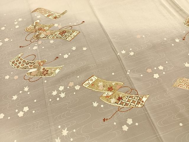 平和屋着物●訪問着 駒刺繍 巻物 暈し染め 金彩 正絹 逸品 AABG4611fy