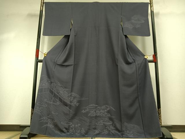 平和屋着物●訪問着 江戸小紋 風景文 正絹 逸品 未使用 AABG4620fy