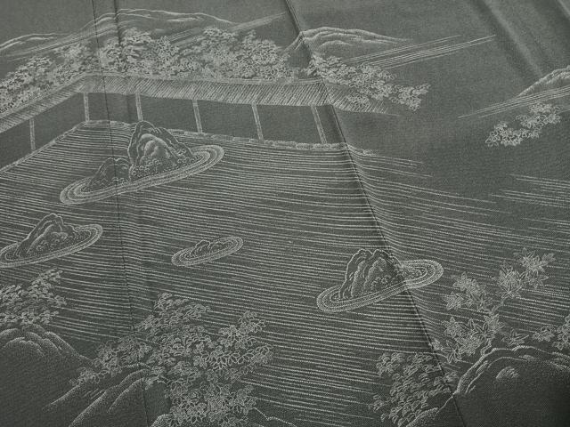 平和屋着物●訪問着 江戸小紋 風景文 正絹 逸品 未使用 AABG4620fy